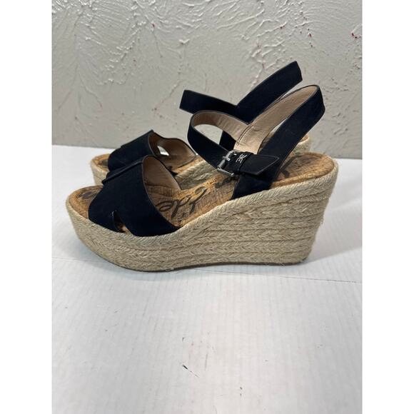 Sam Edelman Maura Black Suede Espadrille Wedge Shoes Women's Size 10M - Picture 2 of 4